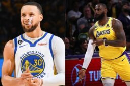Stephen Curry (Warriors) e Lebron James (Lakers) em jogos da NBA