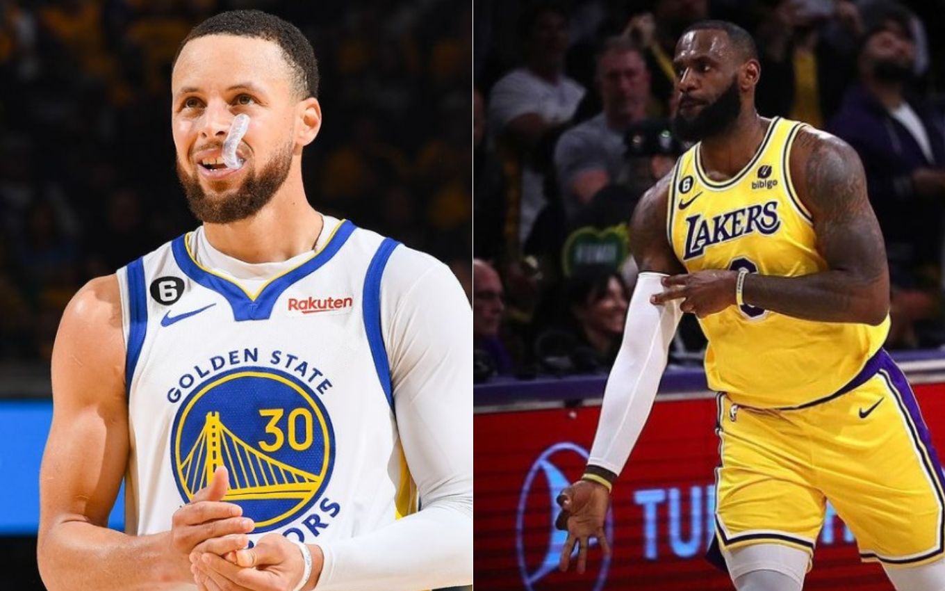 Stephen Curry (Warriors) e Lebron James (Lakers) em jogos da NBA