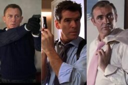 Daniel Craig, Pierce Brosnan e Sean Connery em cenas do filme 007