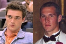 Montagem de fotos com Jacob Elordi no filme 2 Corações, da Netflix, e Chris Gregory na vida real