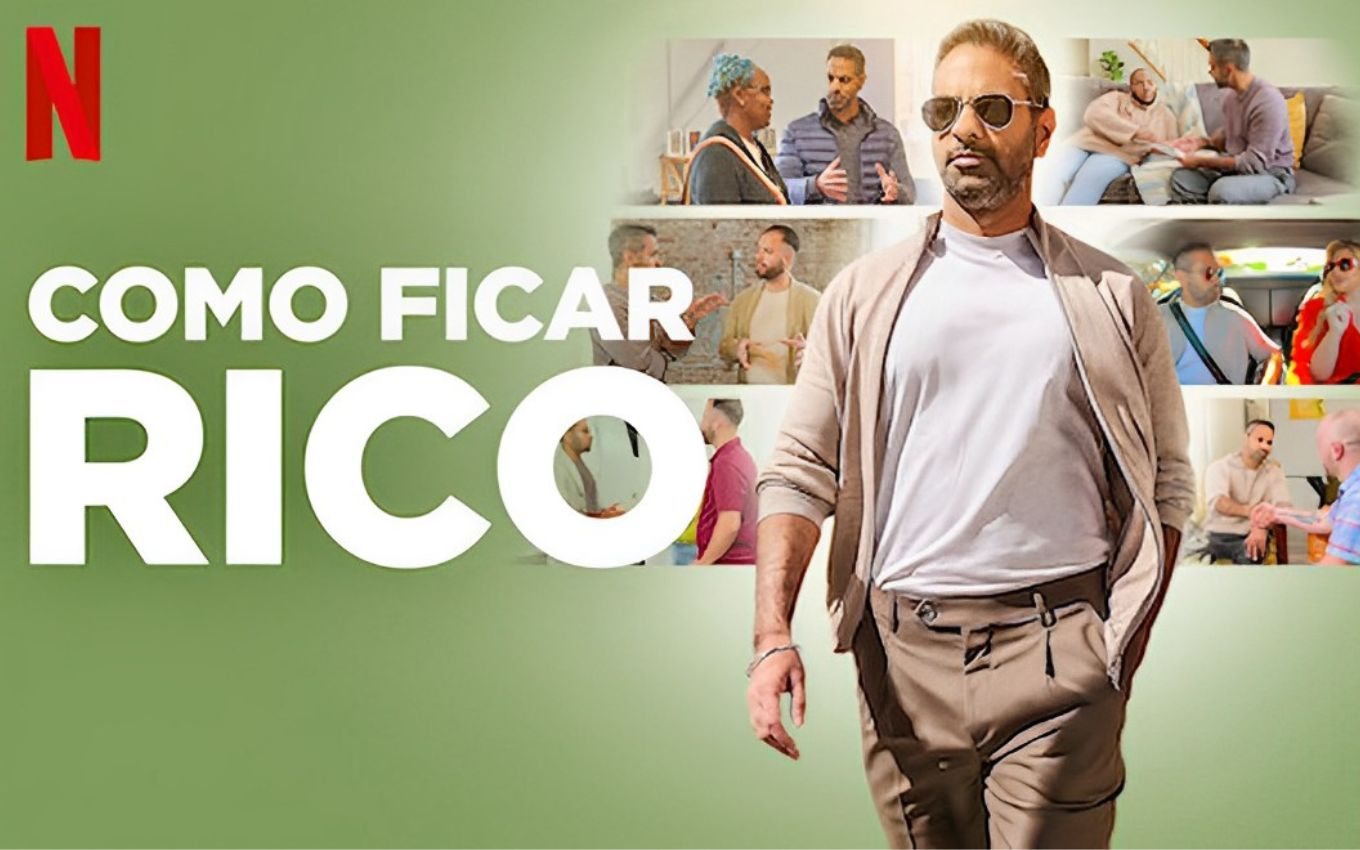 Série Como Ficar Rico, da Netflix, é boa? Imagem do cartaz do programa com o consultor Ramit Sethi
