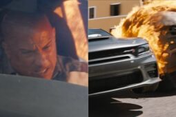 Dom (Vin Diesel) em cena de explosão de Velozes e Furiosos 10, que está em cartaz nos cinemas