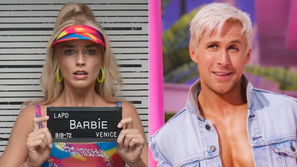 Margot Robbie e Ryan Gosling em cenas do filmes Barbie, com classificação indicativa para maiores de 12 anos