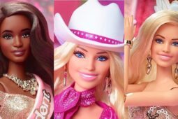 Montagem de fotos com bonecas da Barbie, que têm edições especiais do filme de 2023