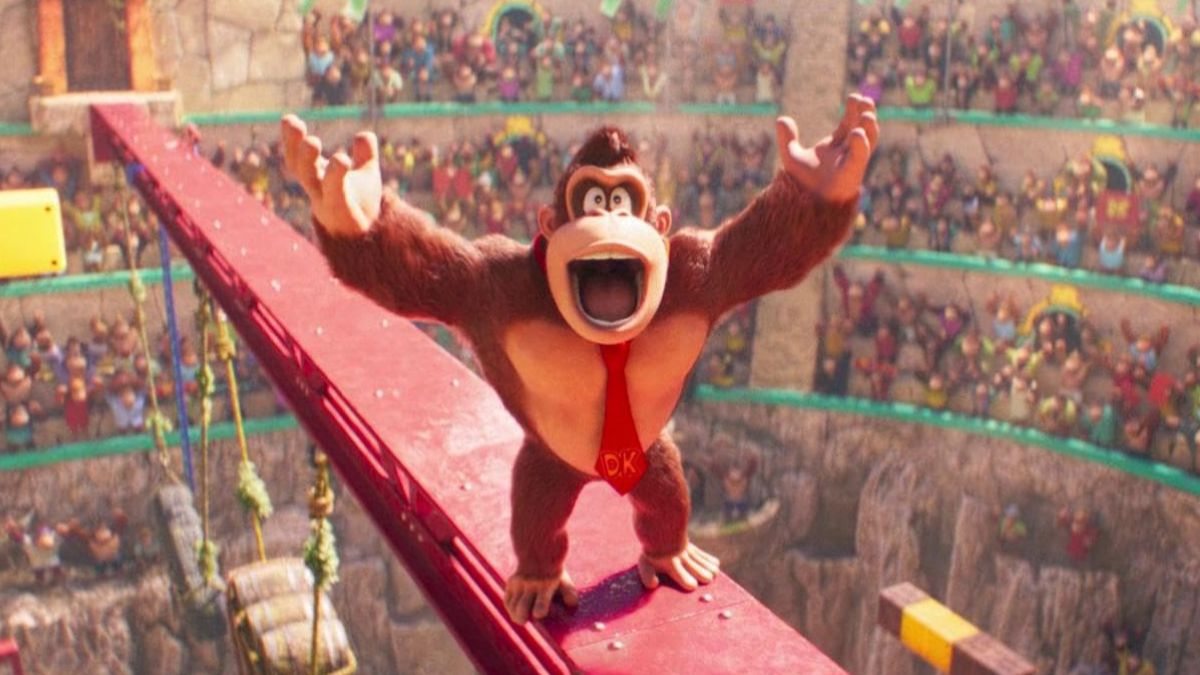 Donkey Kong em ação no filme do Super Mario, que está disponível nas plataformas digitais para assistir online