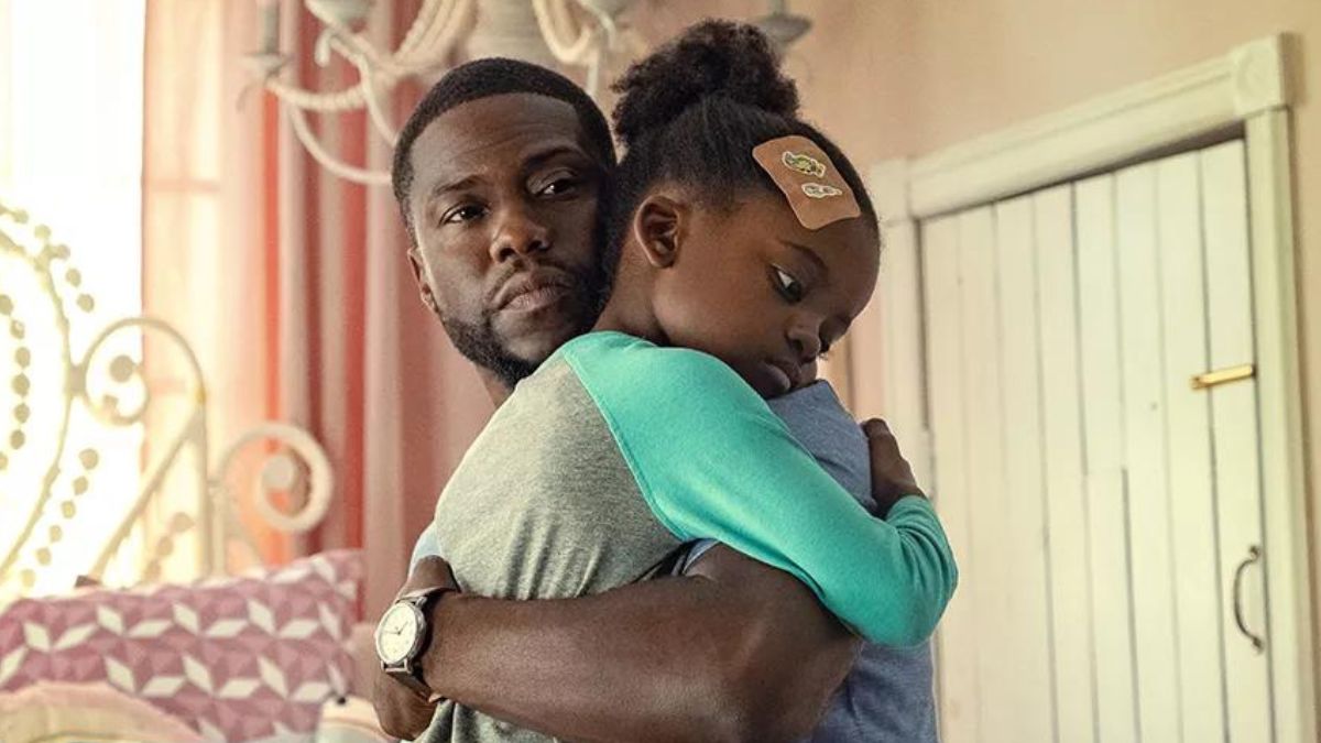 Kevin Hart e Melody Hurd em cena do filme Paternidade, atração da Tela Quente hoje