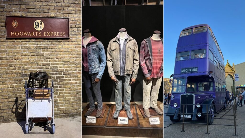 Montagem de fotos com atração dos estúdios Harry Potter em Londres, passeio que vale o preço