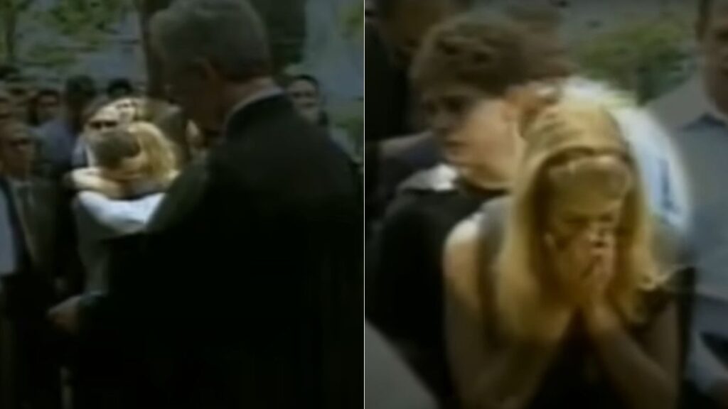 Fotos de Suzane Von Richthofen chorando no velório dos pais, em 2002 