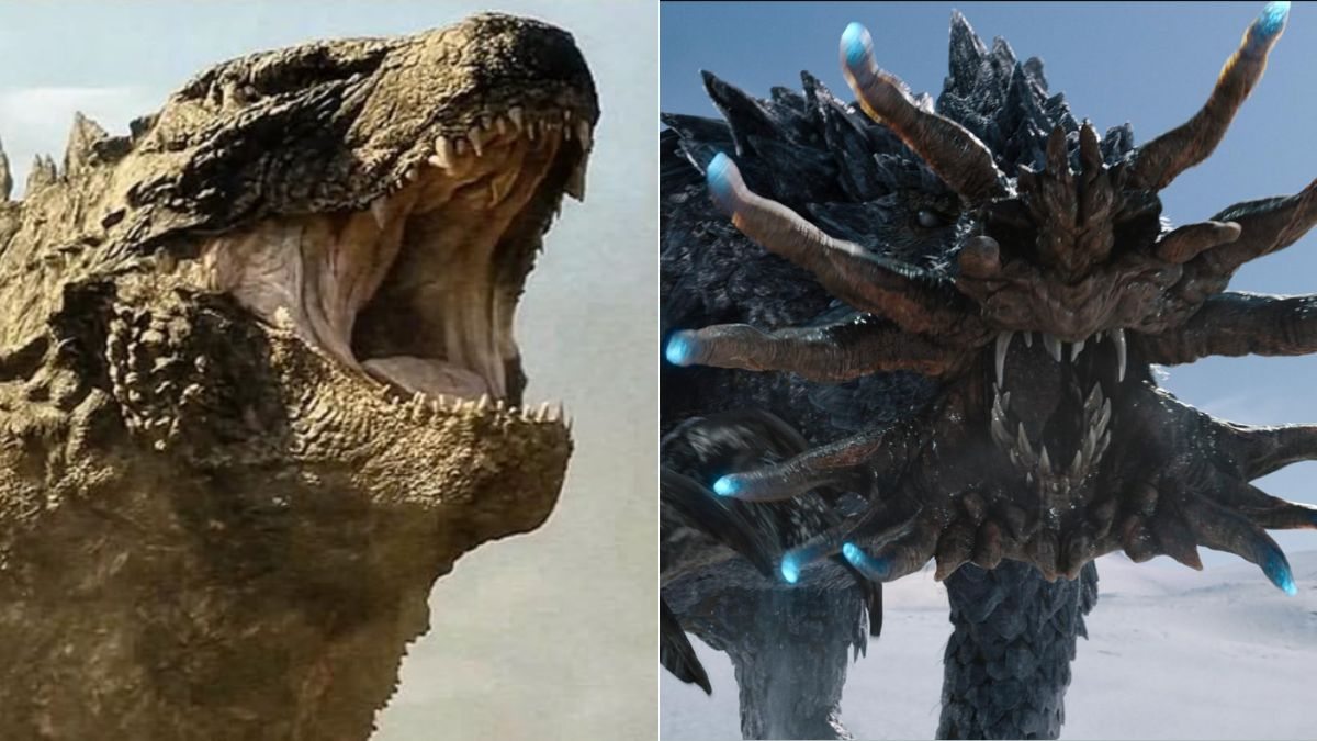 Montagem de fotos com Godzilla e os Titãs em Monarch